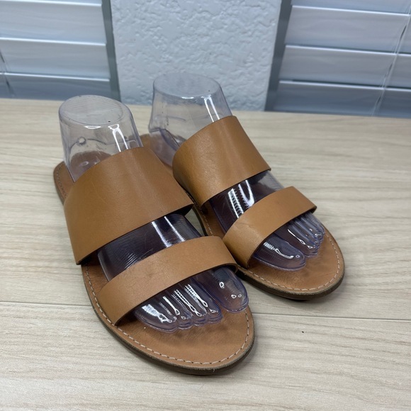 Madewell Shoes - Madewell Shoes Womens 9.5 Brown Leather Double Strap Boho Flat Coastal‎ Sandals